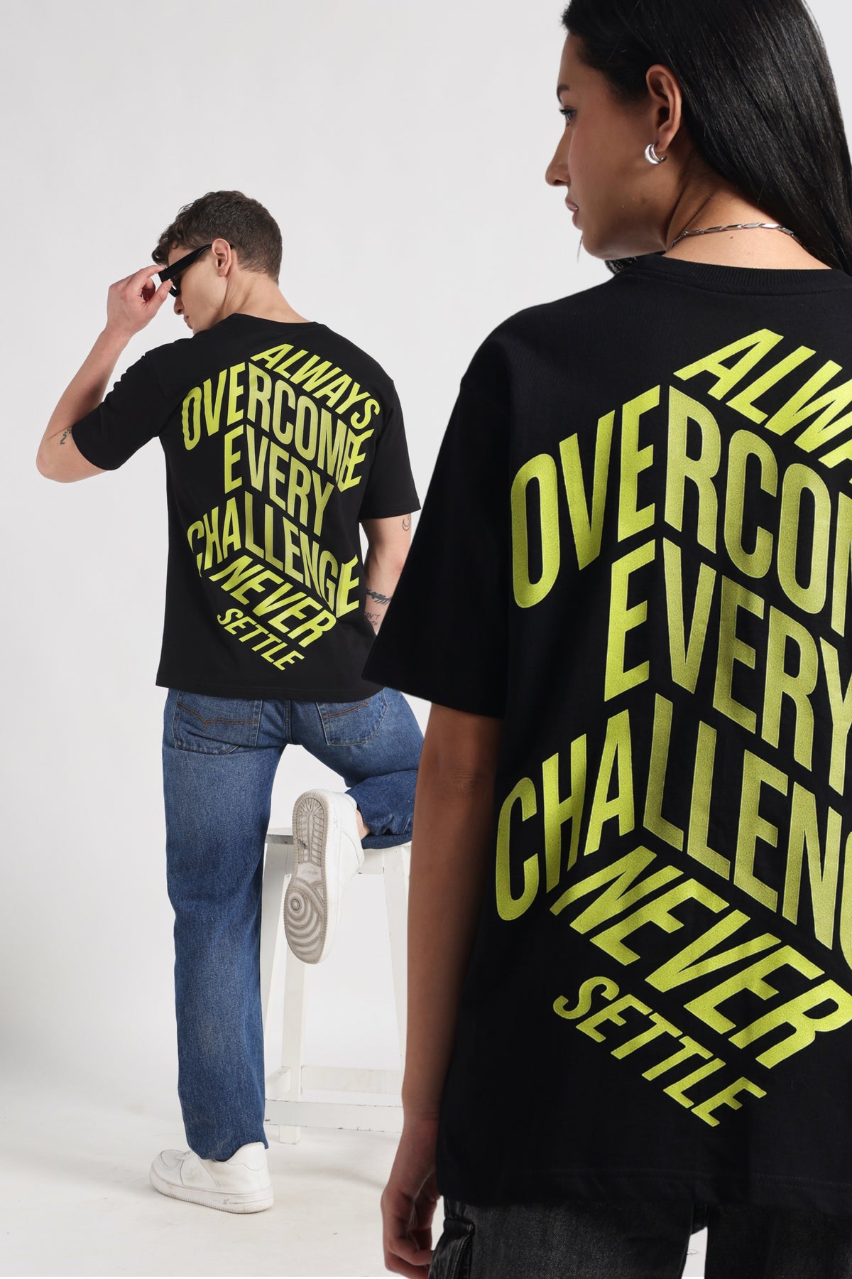 Never Settle Oversize T-shirt - Black"