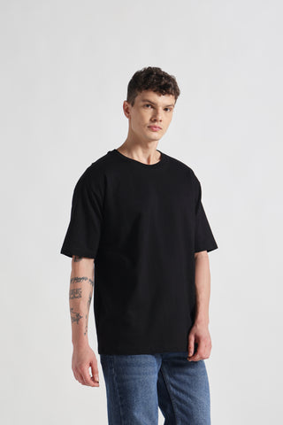 Floral Graphic Oversized T-Shirt - Black"